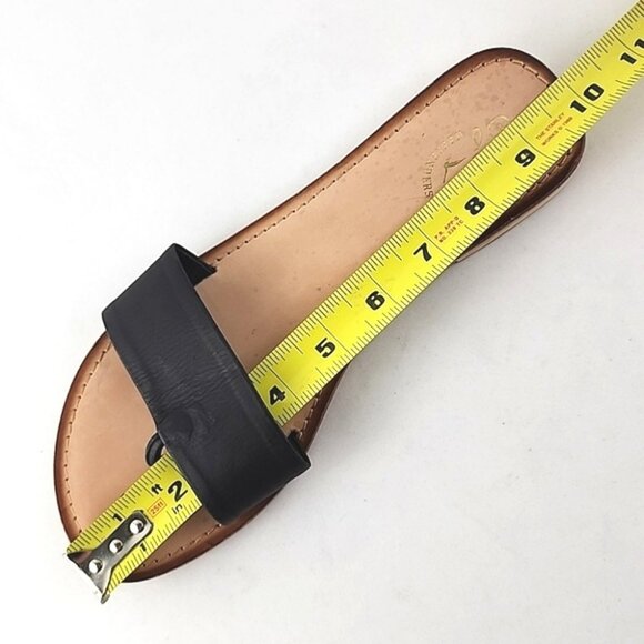 Seychelles Weekenders City Slicker Black Tan Leather Flat Thong Sandal Size 8 - Picture 12 of 12